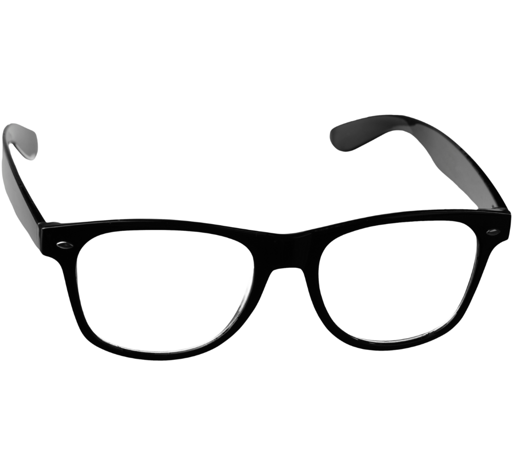 Imagen de gafas negras de pasta sin fondo.