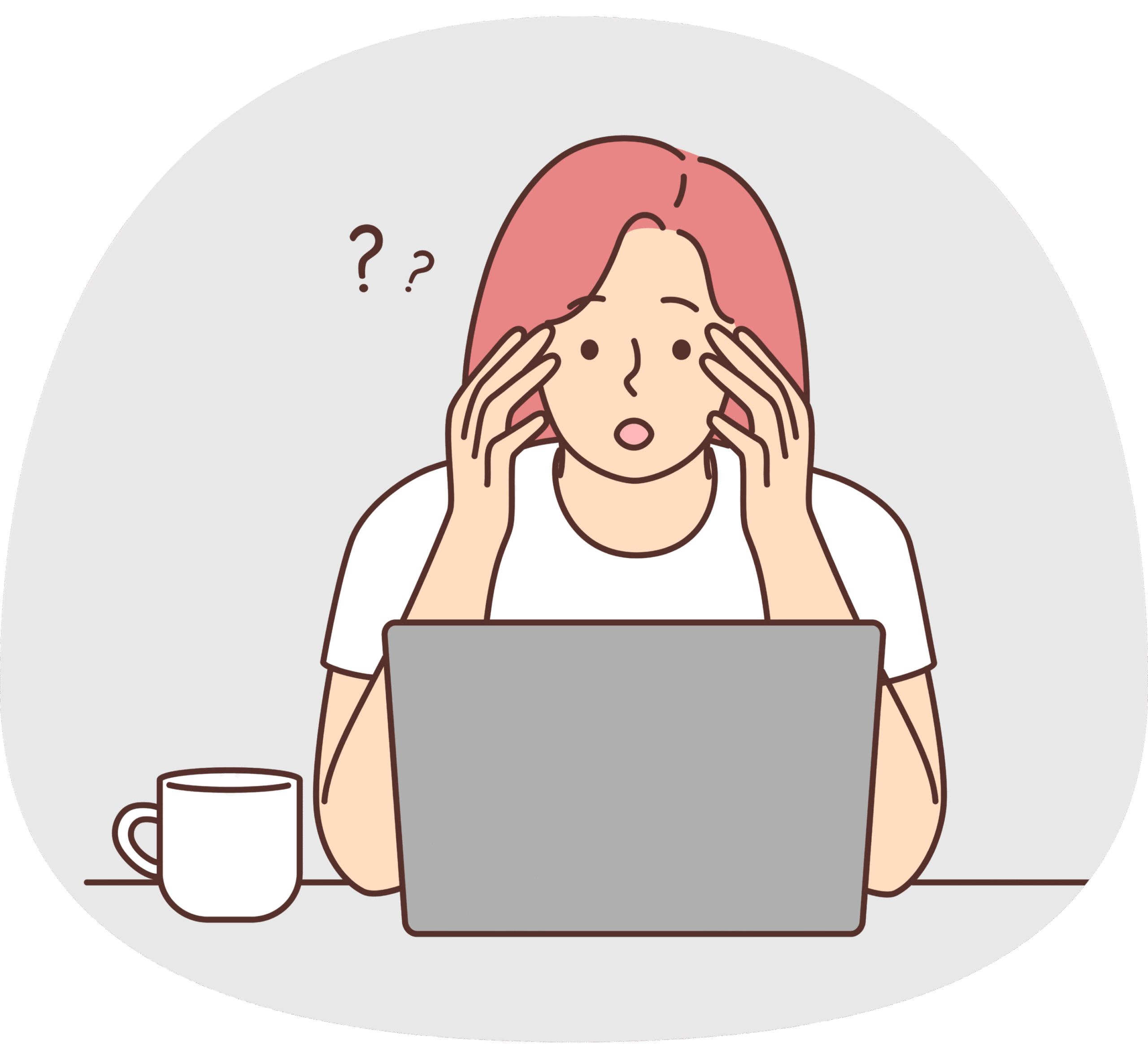 Ilustración de una mujer trabajando frente al ordenador.