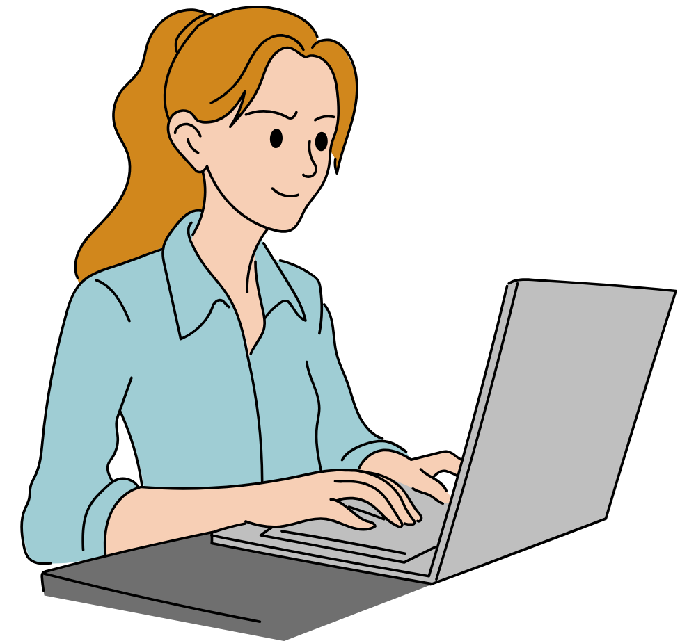 Icono mujer trabajando con ordenador