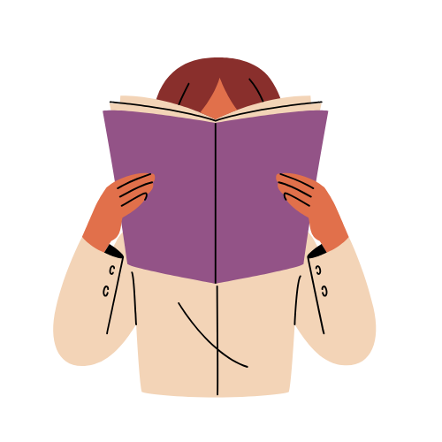 Ilustración de médico estudiando